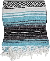 Vista 13 de Cobija auténtica mexicana para yoga, Azul