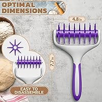 Vista 2 de Rodillo de plástico para pizza de 7.7 x 4.8 pulgadas para preparación uniforme de corteza, mango de agarre antideslizante y picos escalonados