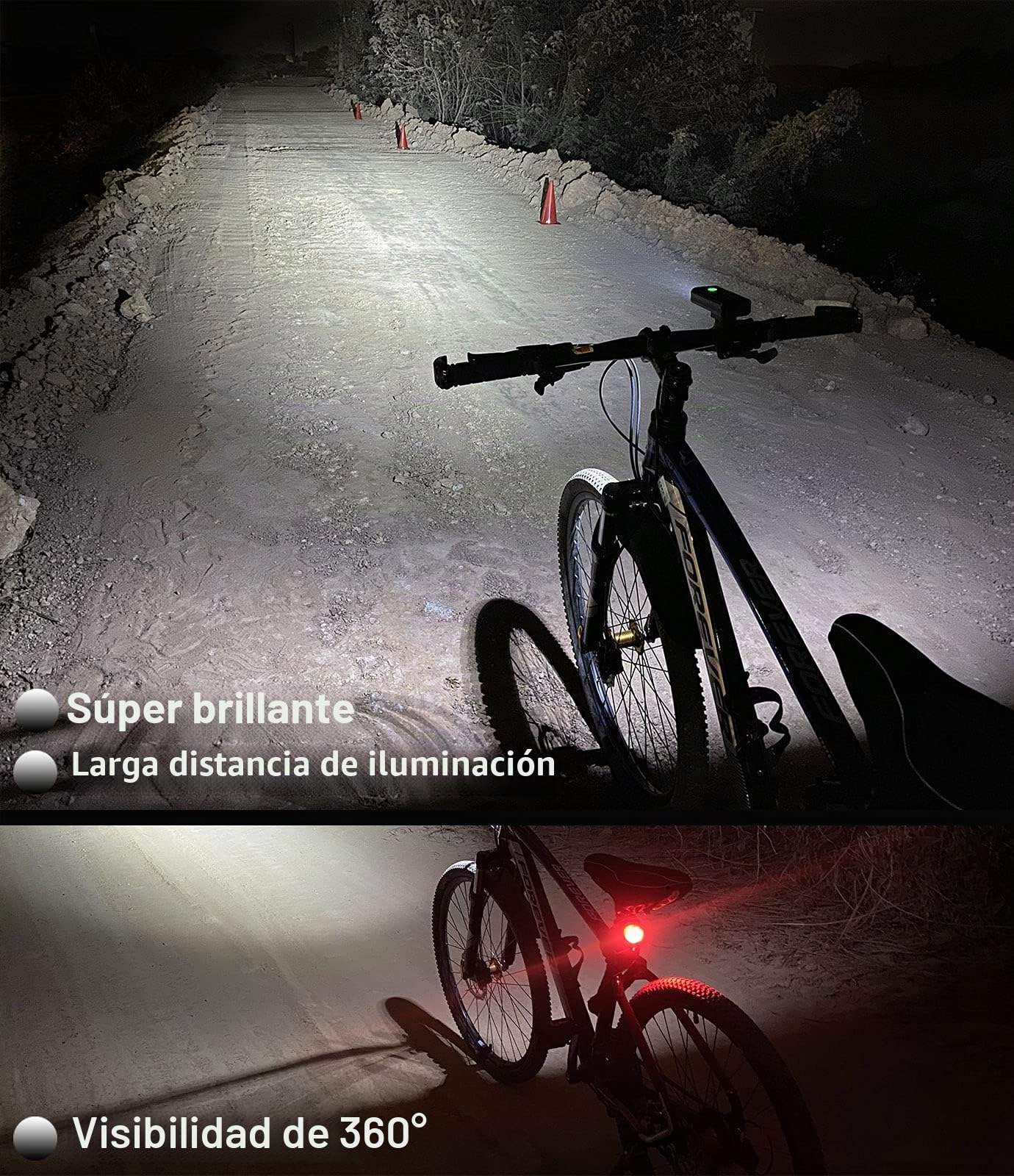 BIKIL luz Bicicleta 6400mAh luz Delantera Bicicleta Recargable USB C Luces Bicicleta Delantera y Trasera LED Impermeable Linterna Potente 2400 Lúmenes para Ciclismo Carretera y Montaña para la Noche