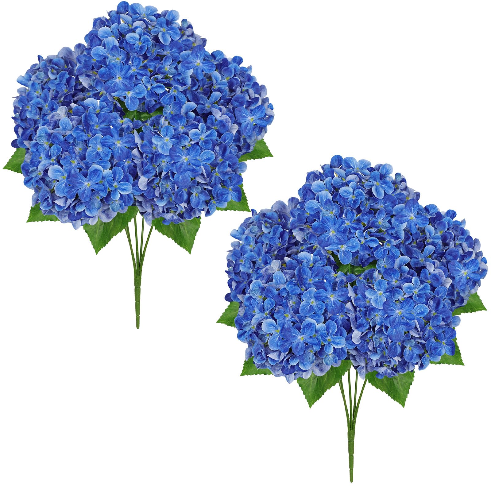 Hollyone 2PC Deep Blue Hydrangeas Bunch Artificial Flowers, Large Fake Hydrangeas Bouquet Faux Silk Flowers for Home Decor, Flower Arrangement, Wedding, Living Room Decorations — image 1