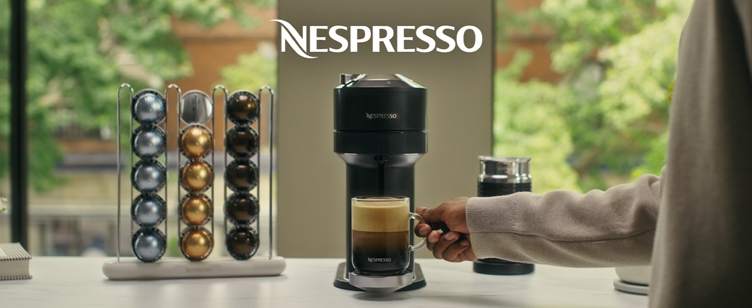 Nespresso Vertuo Next coffee and espresso machine, matte black.