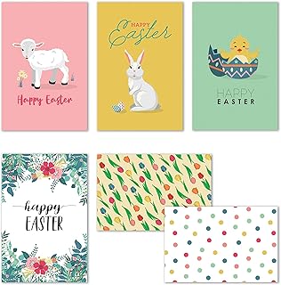 Easter Cards 2021, Easter Cards Bulk with Envelopes, 36 Easter Cards for Kids, Happy Easter Greeting Cards Assortment, Spring Note Cards - 36 Pack, 4 x 6 Inches