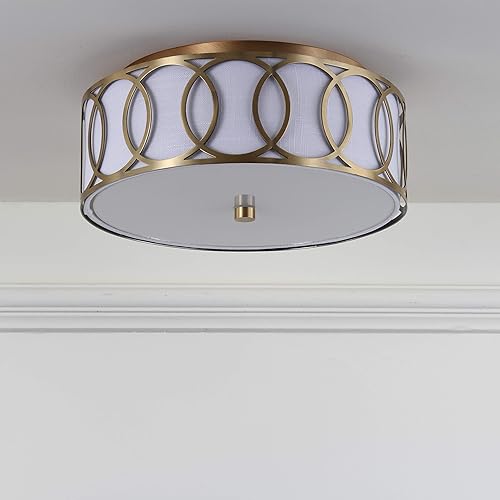 Miniatura 7 de JONATHAN Y JYL3502A Aria - 2 luces LED de metal de 12.25 pulgadas, montaje al ras contemporáneo, transicional regulable, luz cálida acogedora de