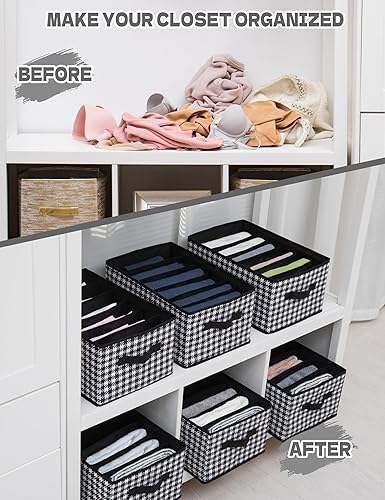 Miniatura 4 de Paquete de 3 organizadores grandes de ropa para armario, 6 rejillas para jeans, pantalones, camisetas, ropa interior, bufanda, organizador de