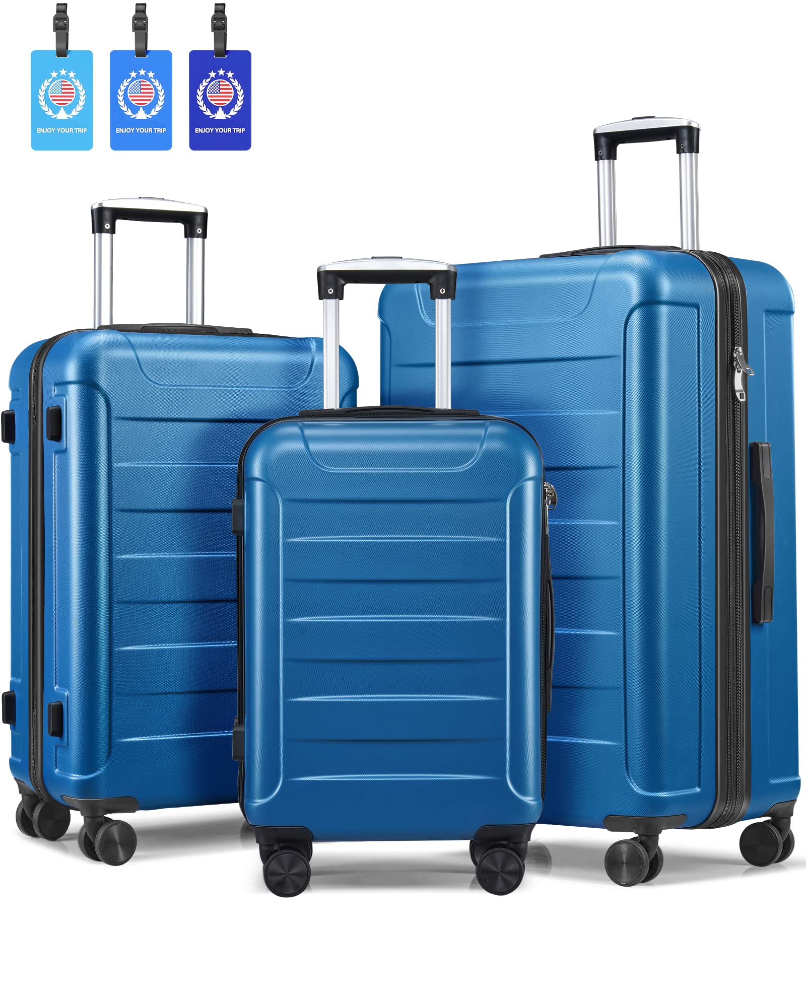 SunnyTour Hardside Luggage Sets with Tag, Luggage 3 Piece Set with