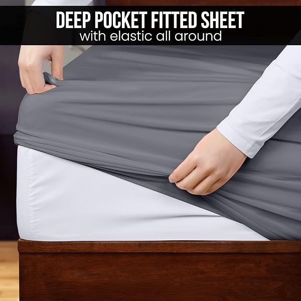 Utopia Bedding 3 Piece Single Bedding Set - Duvet Cover, Fitted Sheet with Pillow case - Soft Brushed Microfiber (Grey) - 4