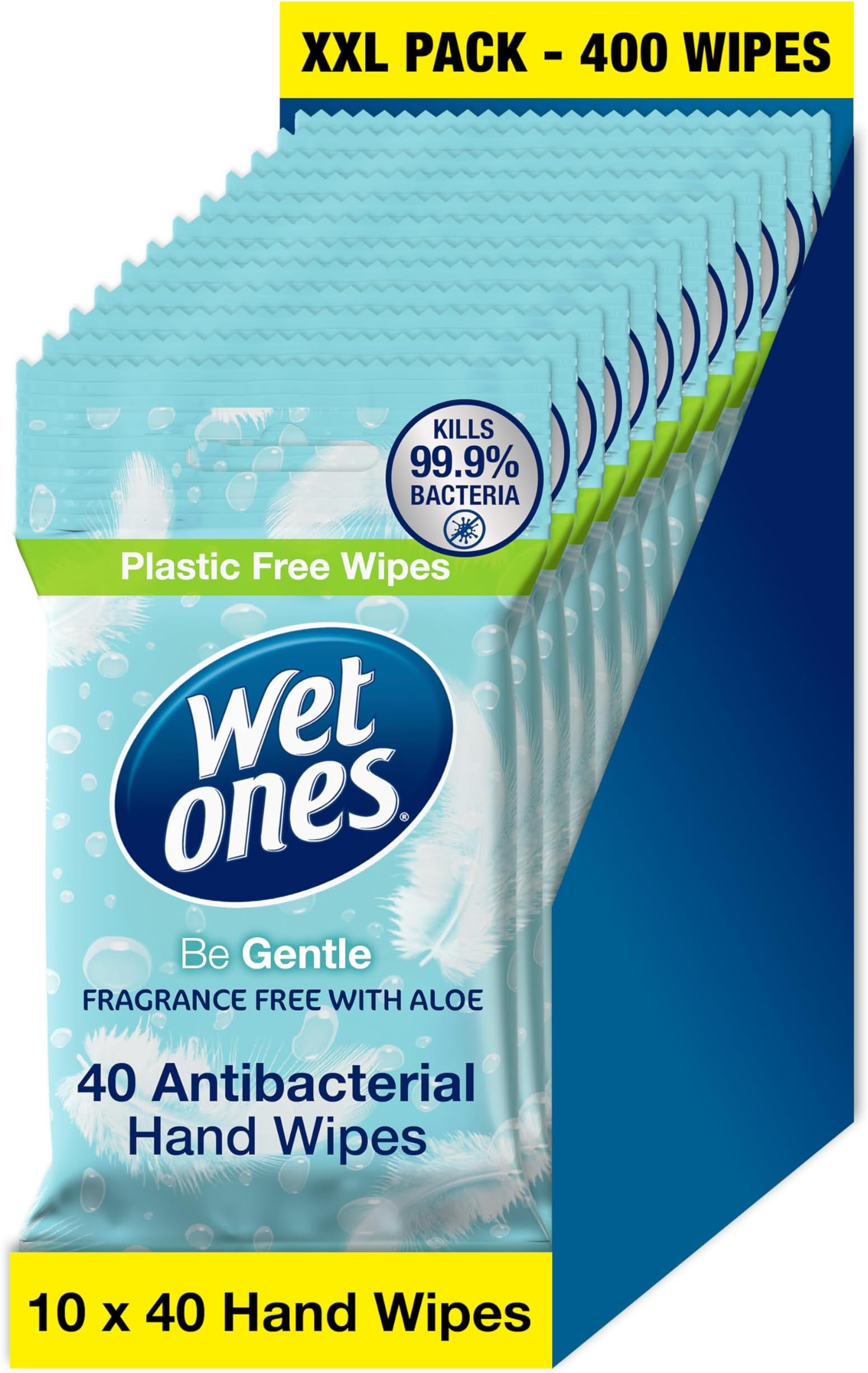 โ Be Gentle | Plastic Free Anti-bacterial Bio-degradable Hand Wipes | 400 Total - 10 packs x 40 wipes