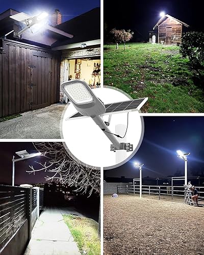 Miniatura 7 de Engrepo Farola solar al aire libre, 20000LM luces solares de estacionamiento comercial del atardecer al amanecer exterior, luz de inundación LED de