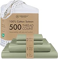 Vista 14 de Threadmill Juego de sábanas de 4 piezas de 100 % algodón, hipoalergénico, transpirable, resistente a las manchas, 500 hilos