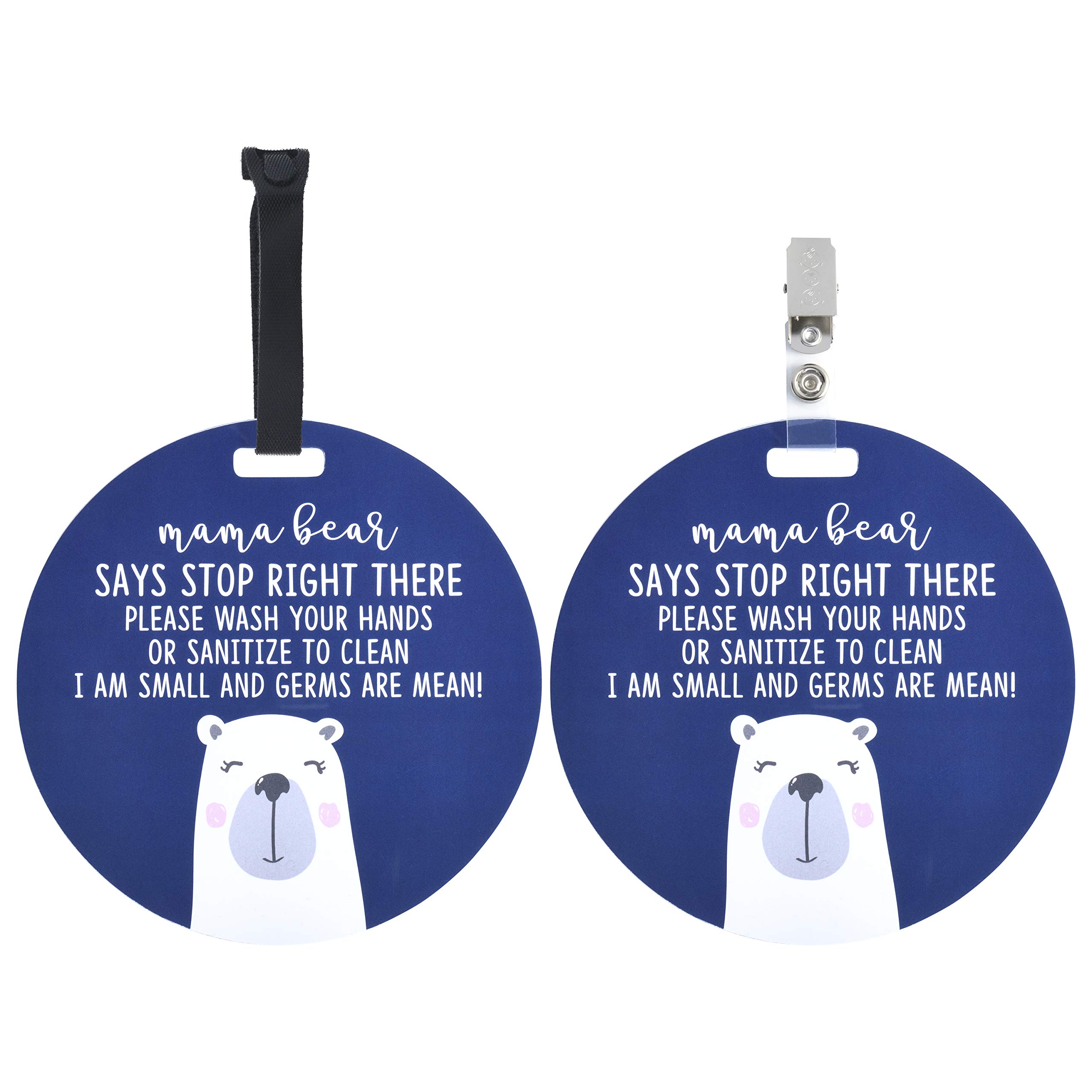 Three Little Tots Two Pack - Mama Bear No Touching Baby Car Seat and Stroller Signs - CPSIA Safety Tested