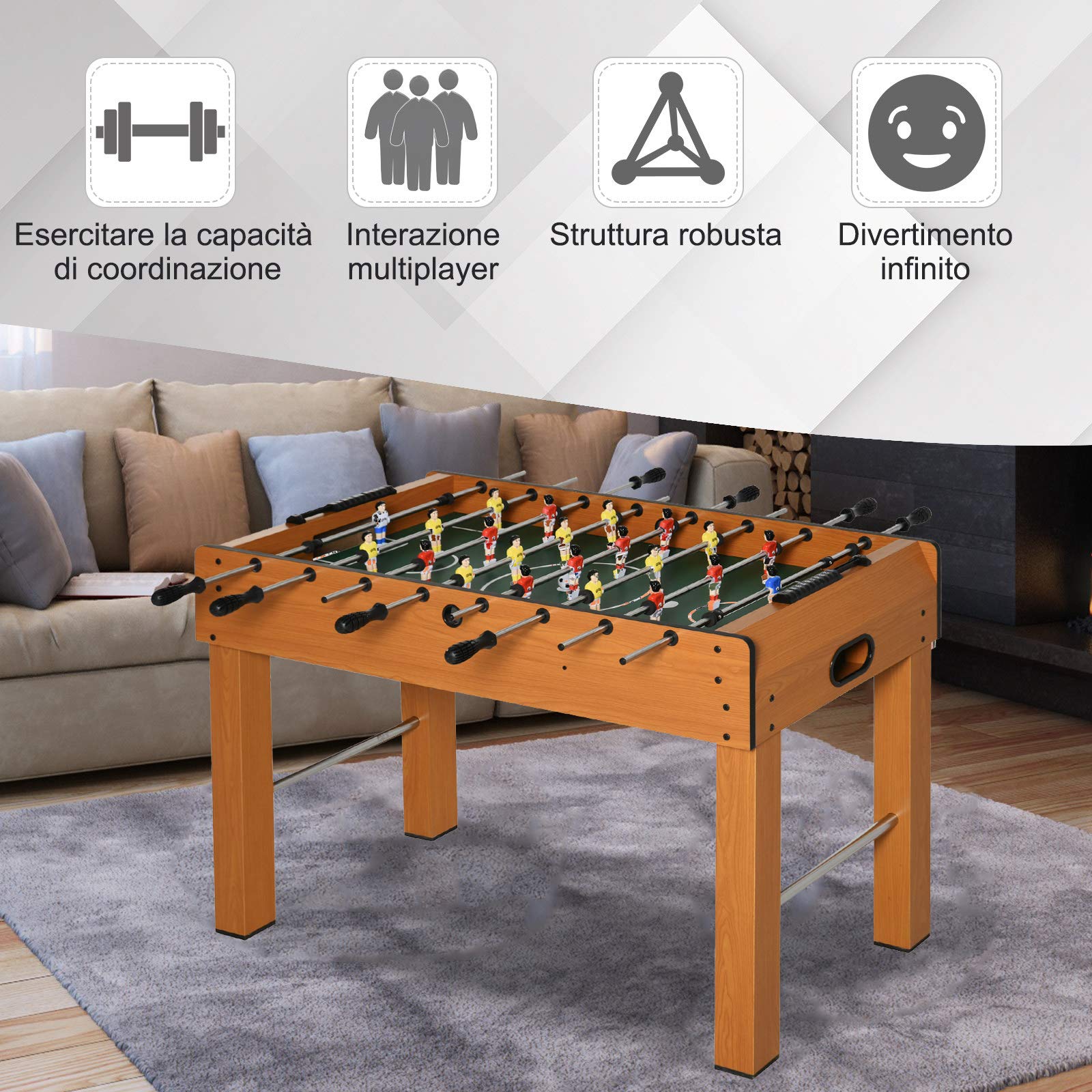 Calcio Balilla Professionale in MDF con 2 Palline Segnapunti 22 Giocatori