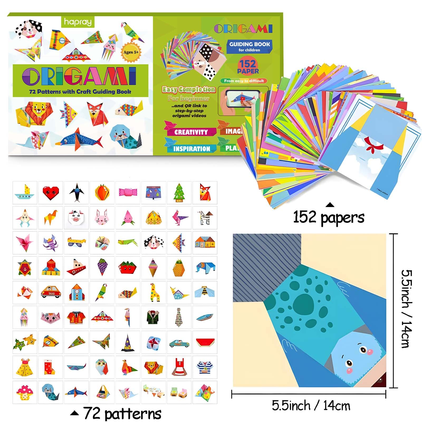 Origami Kit for Kids - 152 Paper & Book -2