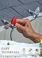 Vista 3 de Luces LED C9 de Navidad para exteriores, 68 pies, 100 luces LED C9 con 100 clips todo en uno, luces de árbol de Navidad impermeables conectables