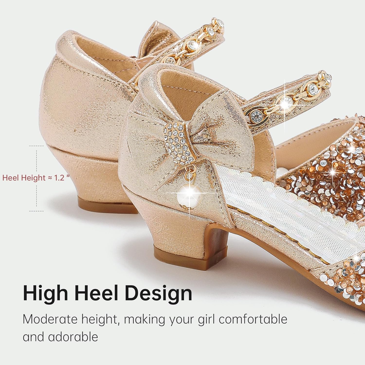 Motasha Girls Sandals Closed Toe Heels Wedding Party Girls Dress Shoes Toddler Little Big Kid