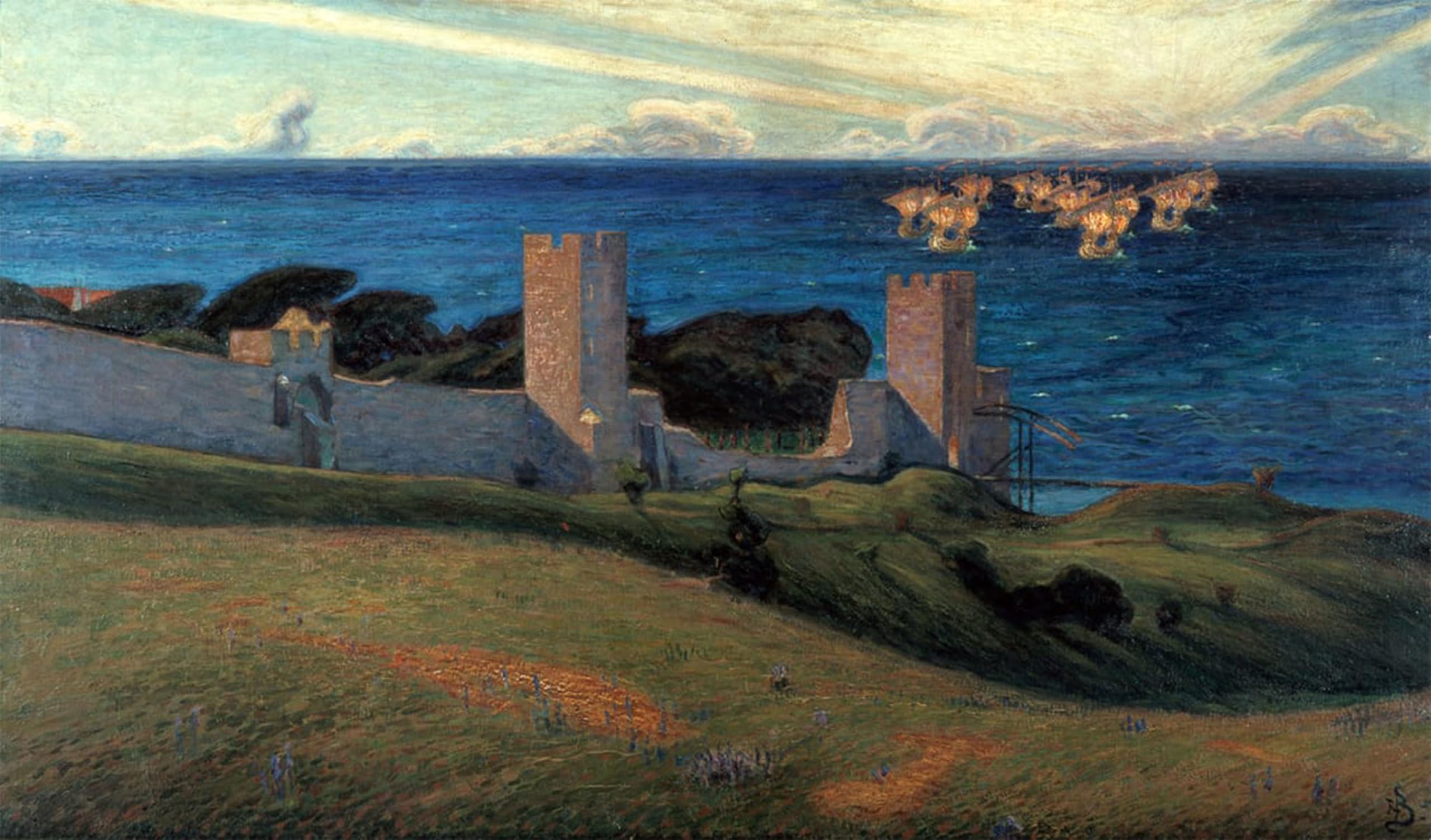 SERENDIPITP Vintage Wall Art Canvas Nordic Poster Canvas Print Picture Vision Scene From Visby by Richard Bergh Wall Art Poster for Home Decor 60x90cm