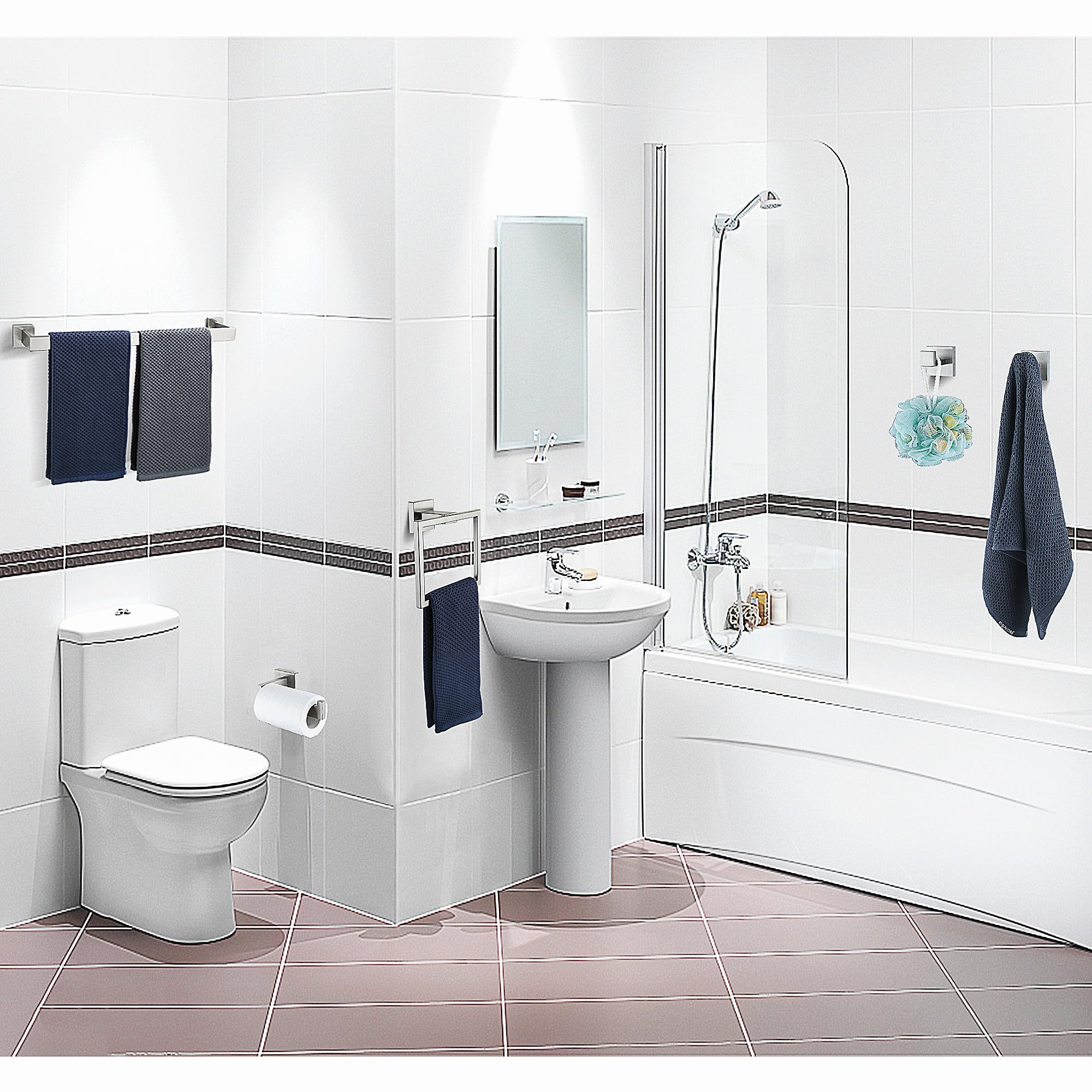 Accesorios De Baño Níquel Cepillado Juego De 4 Herrajes Para Baño