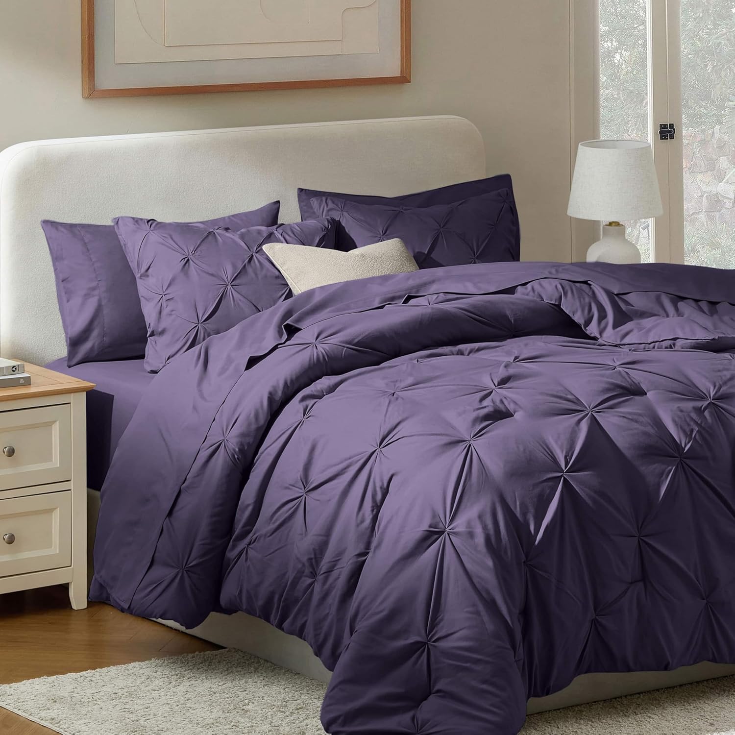 Nestl Queen Comforter Set 7 Piece Pinch Pleated