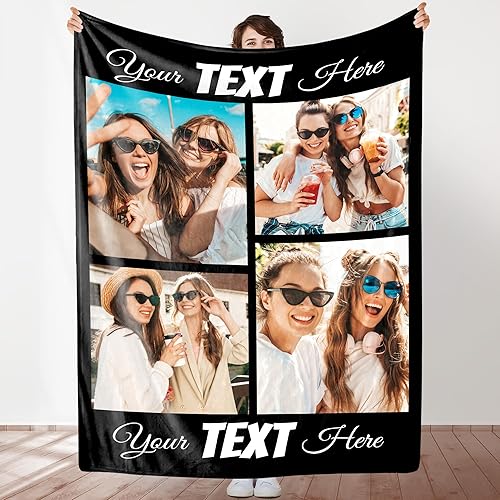 Manta personalizada con texto fotográfico, manta personalizada con mis propias imágenes para mamá, Navidad, familia, papá, hermanas, perros, amigos,