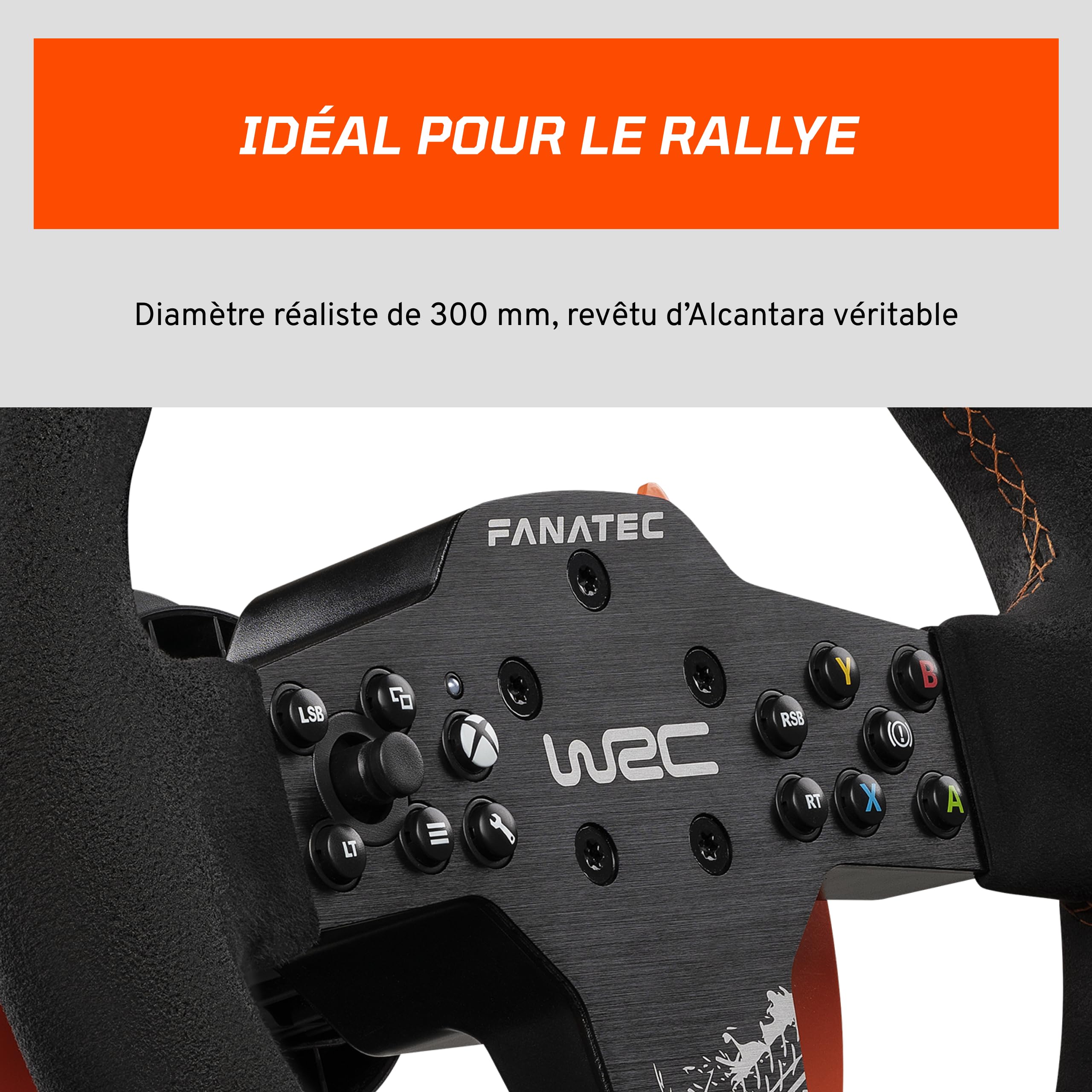 FANATEC CSL Elite Volant de Course WRC Xbox Rallye Sim | Licence Officielle, Alcantara Prise, RevStripe Intégré, Palettes de Changement Amovibles – PC, PS5, PS4, Xbox Series X|S, One