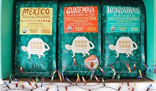 Bent Tree Coffee Gift Box, USDA Organic Medium Roast, Whole Bean Arabica, 12 oz, Set of 3 (3 Pack, Single Origin)