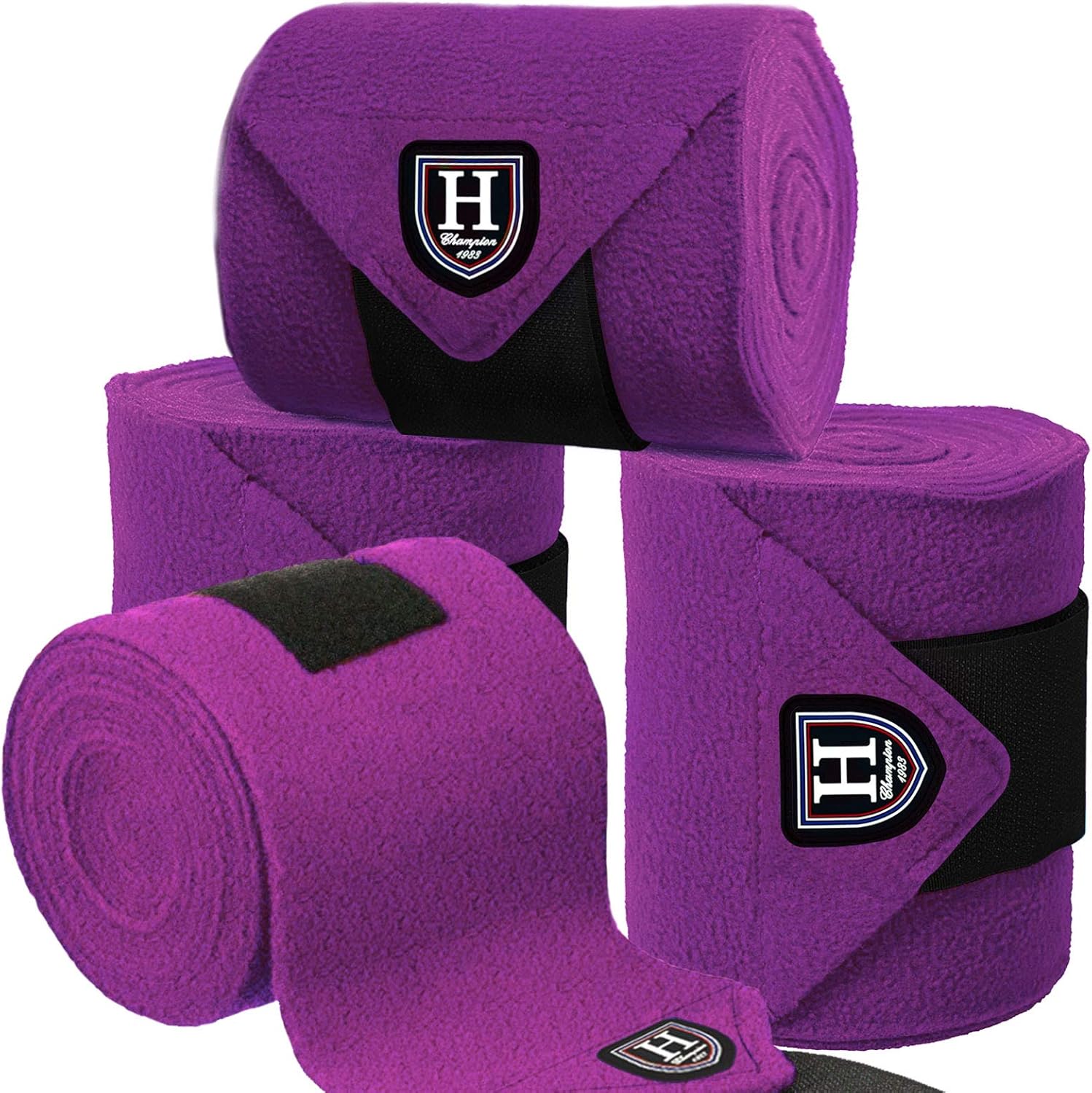 Harrison Howard Essential Horse Polo Leg Wraps Soft Fleece Leg Bandage for Horse Set of 4 Onyx Large : Pet Supplies