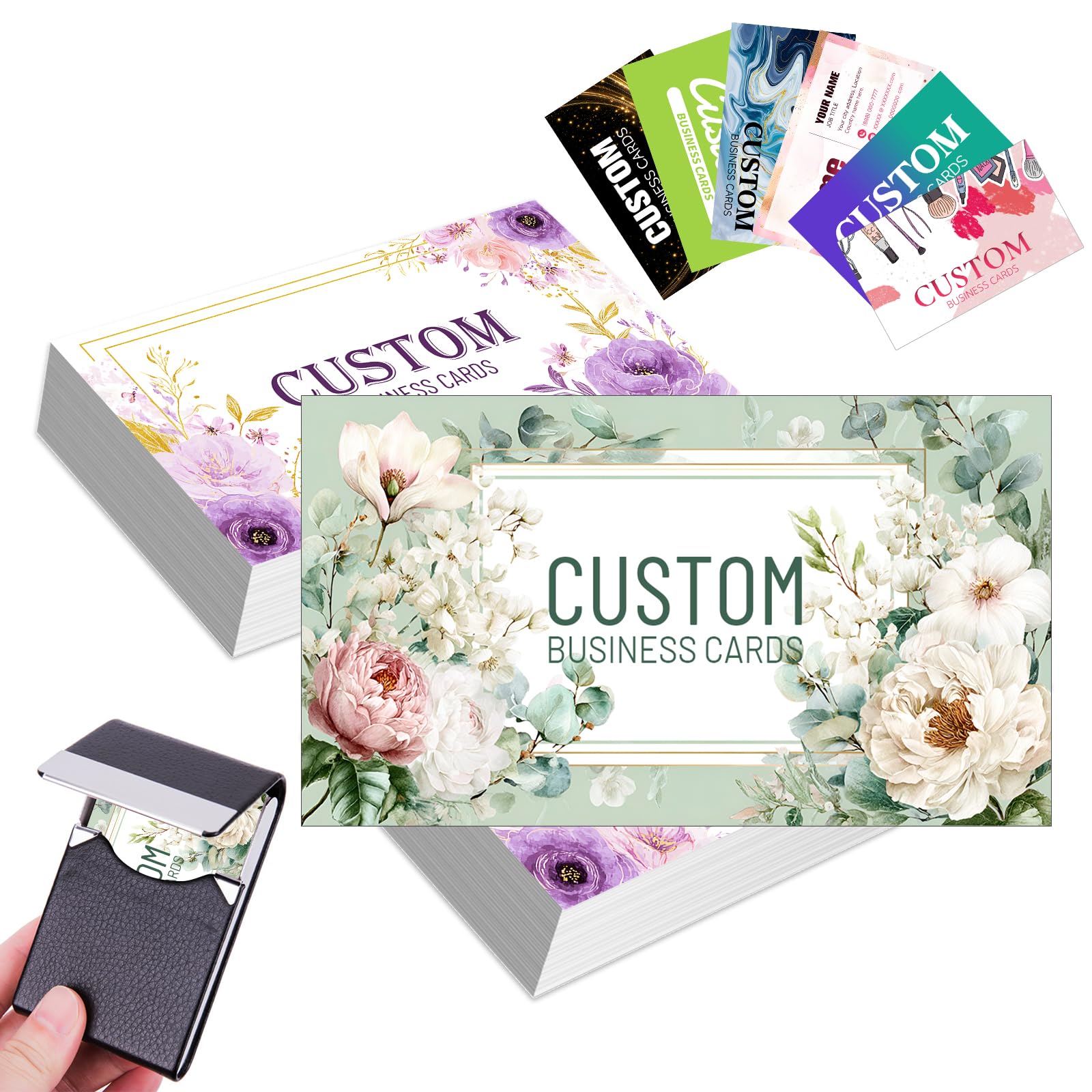 Custom Business Cards, Personalized Card with Logo, Text, Name