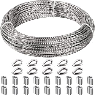 Yarlung 1/16Inch x 500Feet Wire Rope Cable, 7x7 Strands Core, Stainless Steel Braided Wire Stranded Rope Vinyl Coated Aircraft Cable for Outdoor Clothesline, Trellis, String Lights,