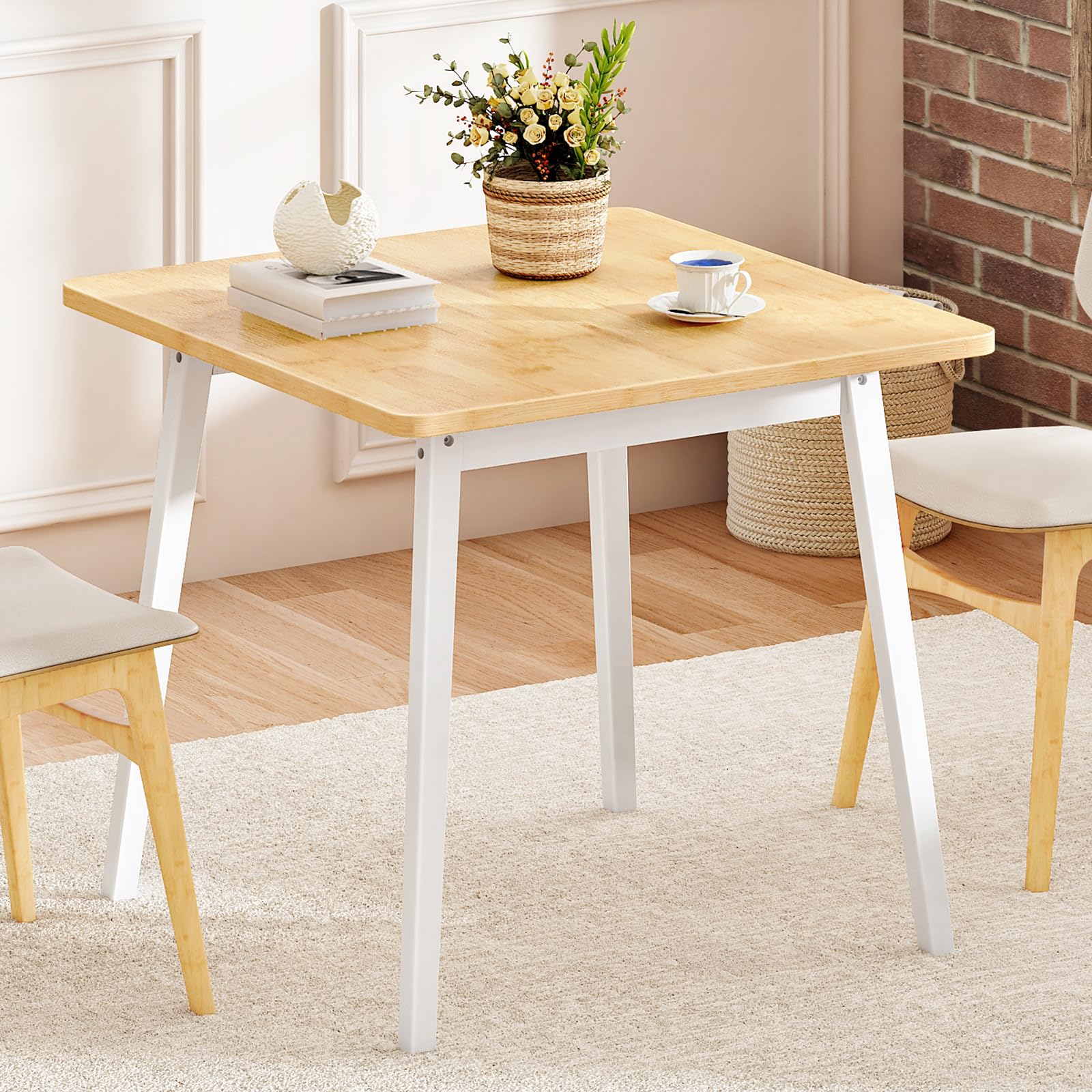 HOOBRO Bamboo Dining Table with dimensions