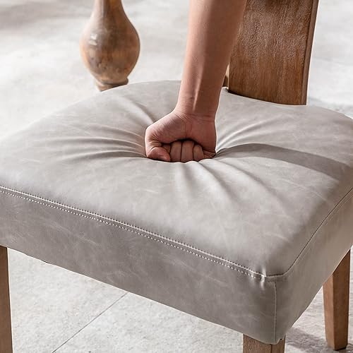 Miniatura 6 de Juego de 4 sillas de comedor modernas de mediados de siglo, tapizadas de piel sintética, sillas Parson modernas sin brazos de cocina, sillas de