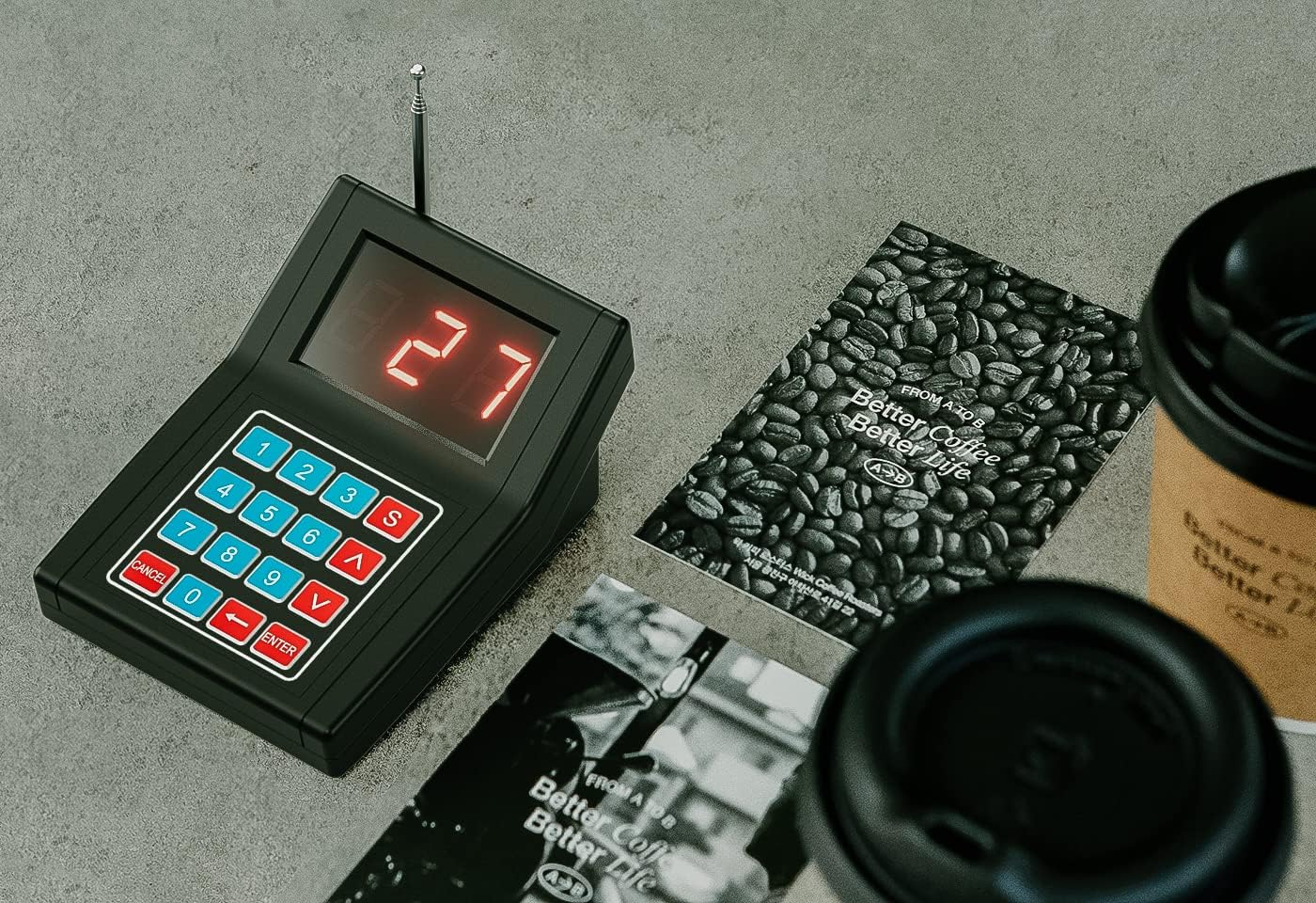 Wireless Paging Queuing Calling System Transmitter+30Pcs Coaster Pagers Restaurant