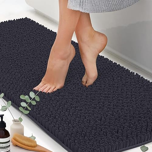 Miniatura 29 de Tapetes de baño de felpilla de 22 x 14 pulgadas, tapetes de baño absorbentes de felpa de secado rápido, suaves y lavables a máquina, alfombras