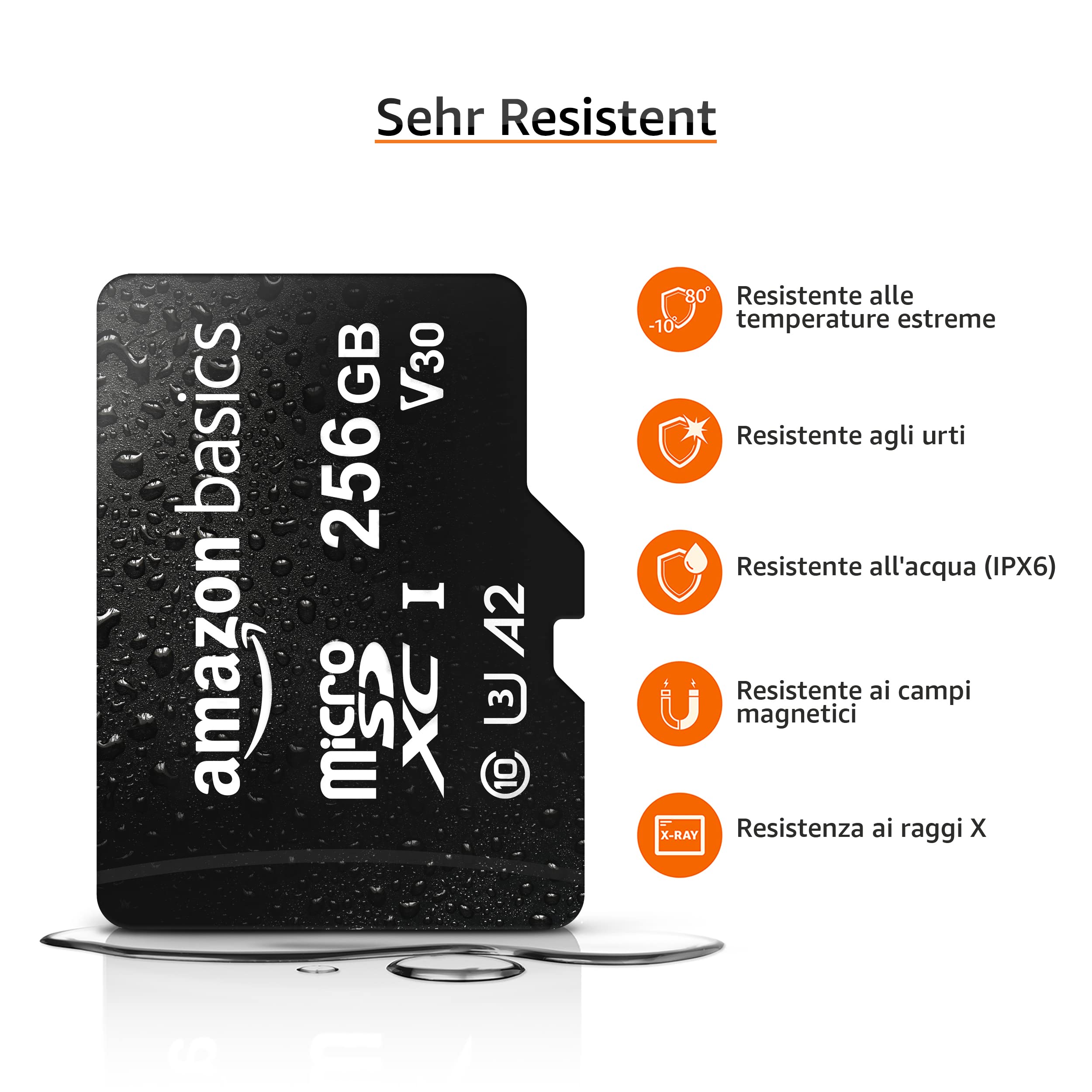 Amazon Basics microSDXC-Speicherkarte 256 GB A2 U3 mit Adapter, Lesegeschwindigkeit bis 100 MB/s, Schwarz