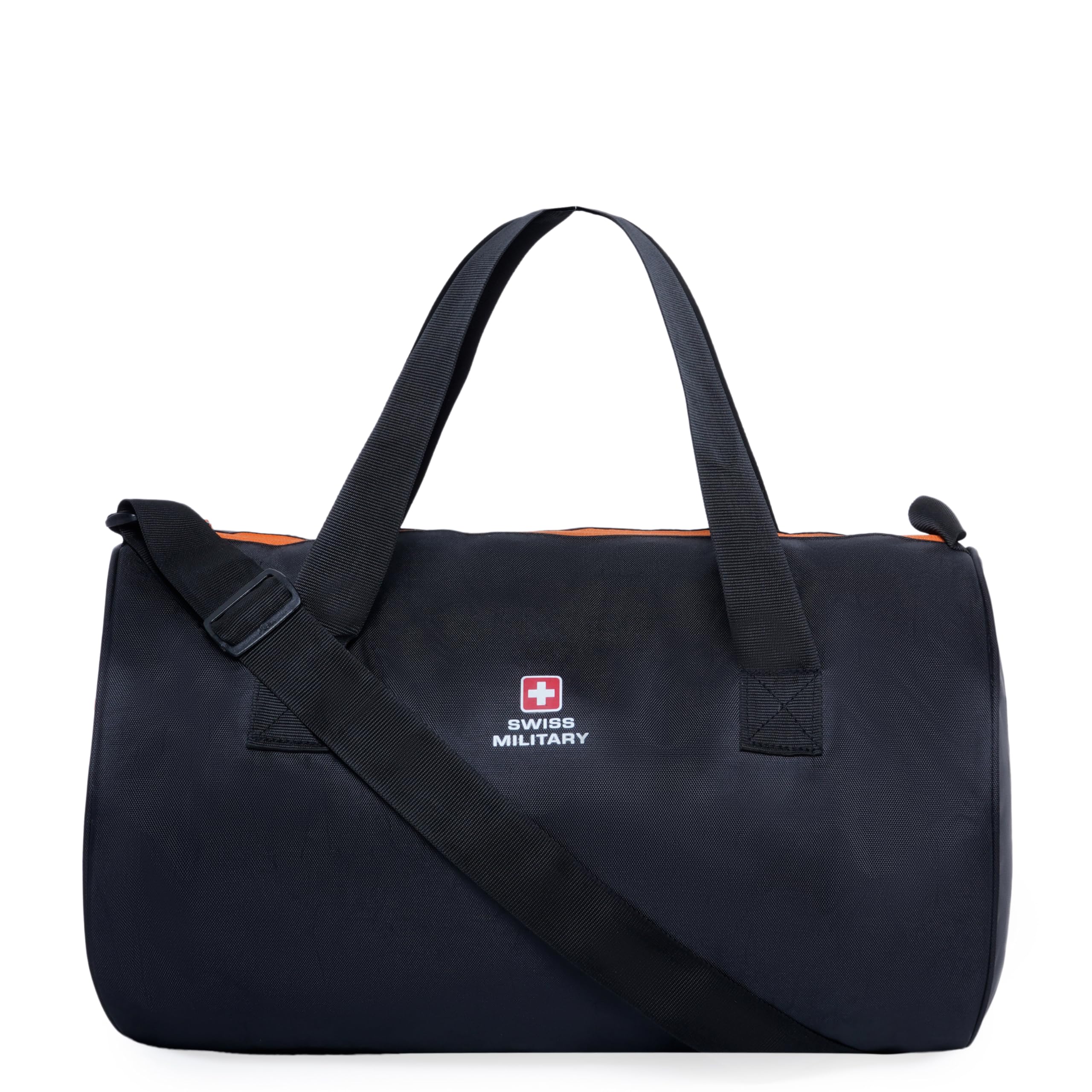 black sporty gym/travel duffel bag, 600d polyester, unisex, strong zippers, 27 liter approx, lightweight, model: db13