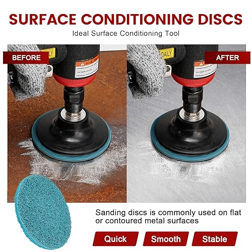 Miniatura 5 de Juego de 25 discos de lijado con bloqueo de rollo de 3 pulgadas, discos de grano grueso medio fino discos de acondicionamiento de superficie, disco