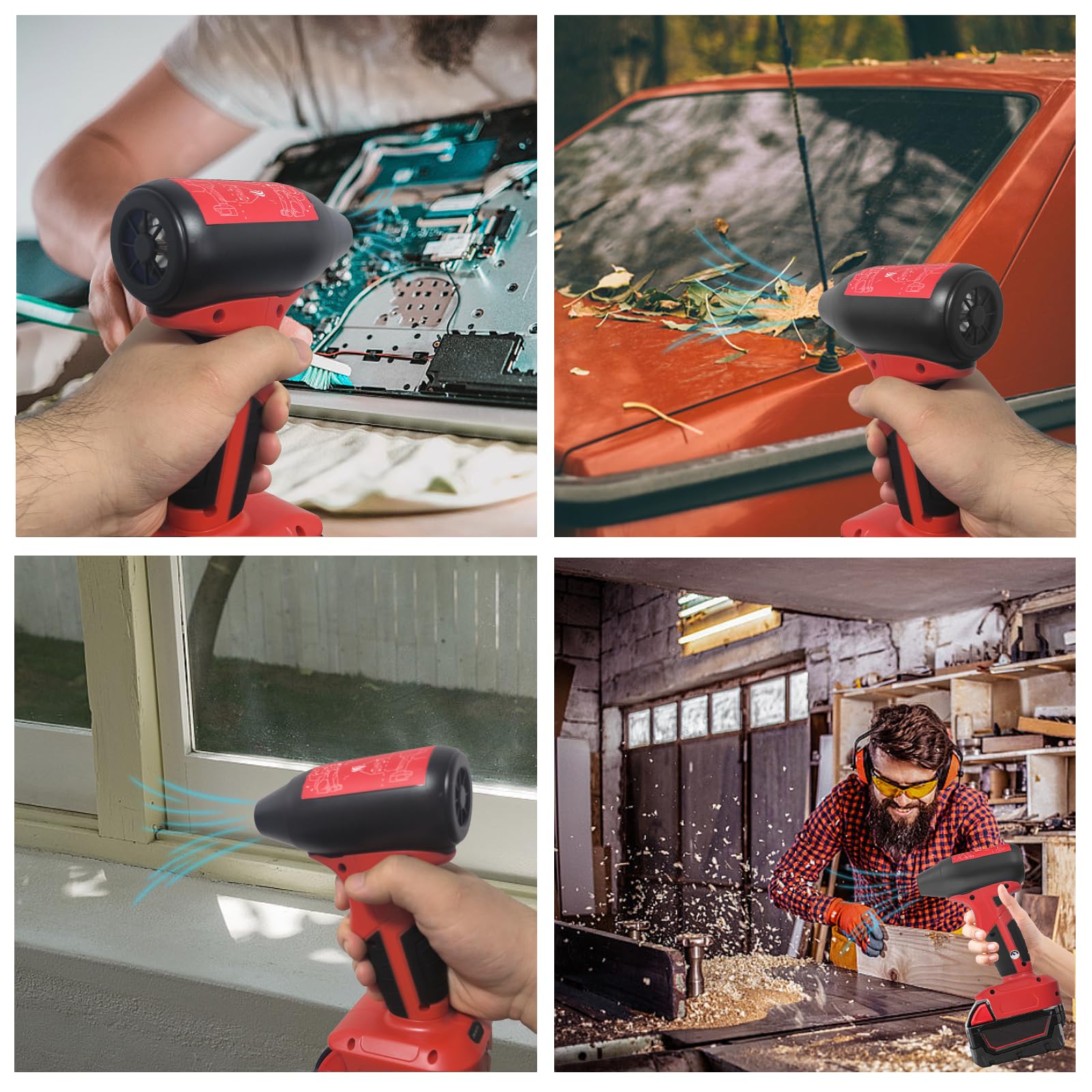 Ventilateur turbo compressé pour batterie Milwaukee M18 18 V, ventilateur à 4 vitesses max 130 000 tr/min sans fil haute vitesse pour nettoyeur d'air, nettoyage de clavier, séchage, souffleur de