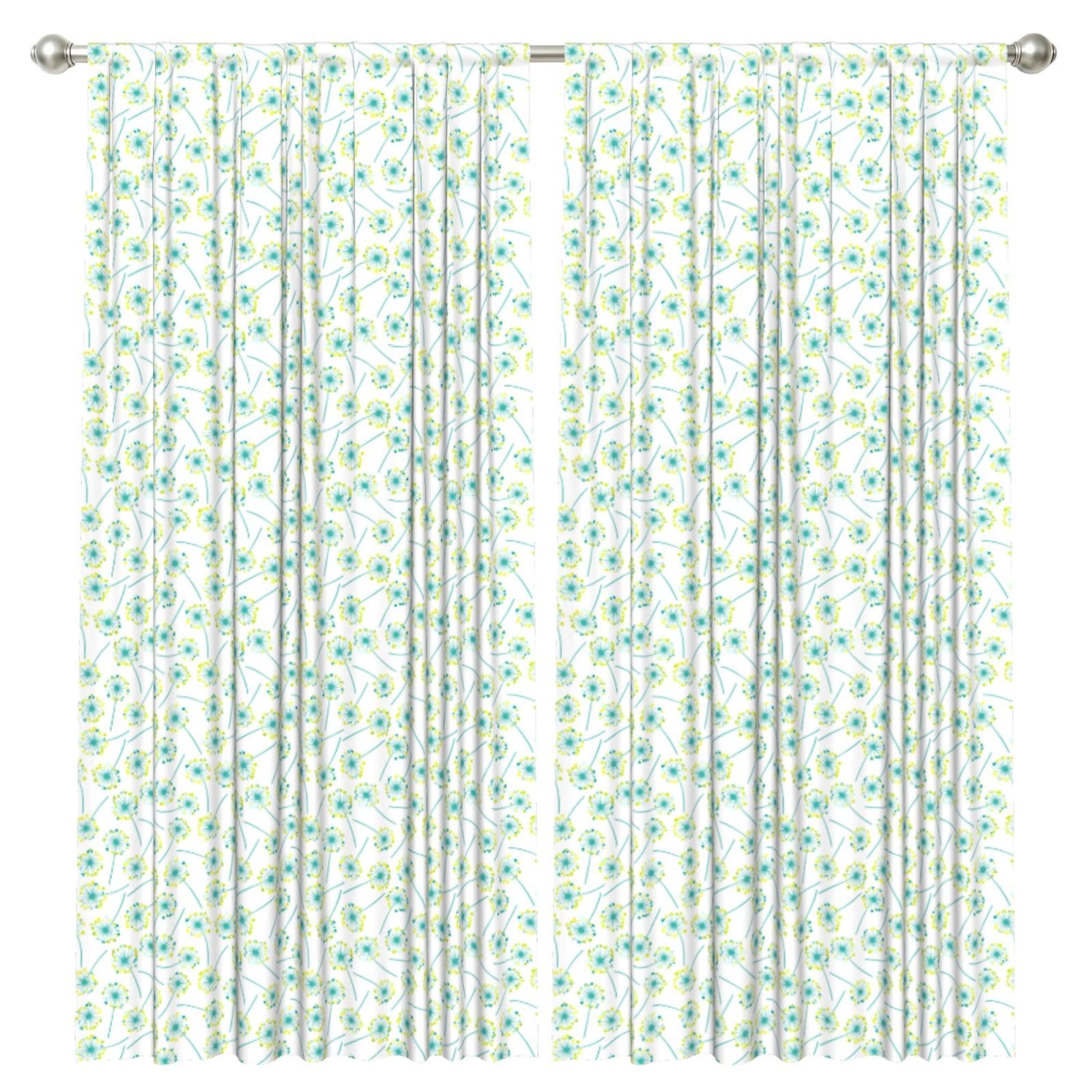 InOmak Dandelions Green, 2 Panels Window Curtains 52 x 84 Inch Blackout Curtains for Living Room Bedroom