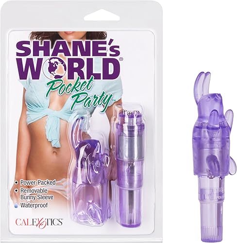 Miniatura 7 de CalExotics Shane's World Pocket Party - Vibrador de bala impermeable - Juguetes para adultos para parejas - Vibrador de bolsillo con punta de conejo