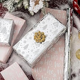 MAYPLUSS Christmas Wrapping Paper Roll - 17IN X 33FT - Christmas Gift Wrapping Paper Featuring Tree Snowflake Reversible HO for Kids, Holiday, New Year