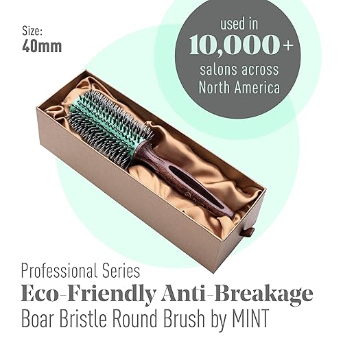 Miniatura 2 de MINT Cepillo redondo ecológico de cerdas de jabalí para secado con soplado  Cepillo duradero para todo tipo de cabello  Cepillo redondo de cerámica