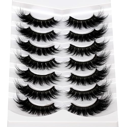 Miniatura 193 de Pooplunch Pestañas postizas de pelo de visón sintético, estilo de ojo de gato, paquete de pestañas postizas naturales esponjosas, paquete múltiple