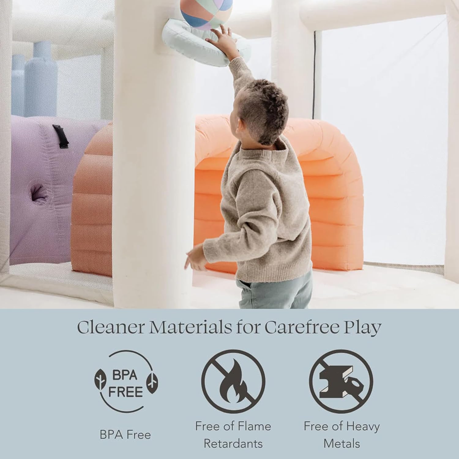 PLAYSMOL Course Large Bounce House with Dual Slides, Inflatable Obstacle Course for Kids Ages 3-8, Features Basketball Hoops, Double Tunnels & Climbing Wall, Air Blower Included
