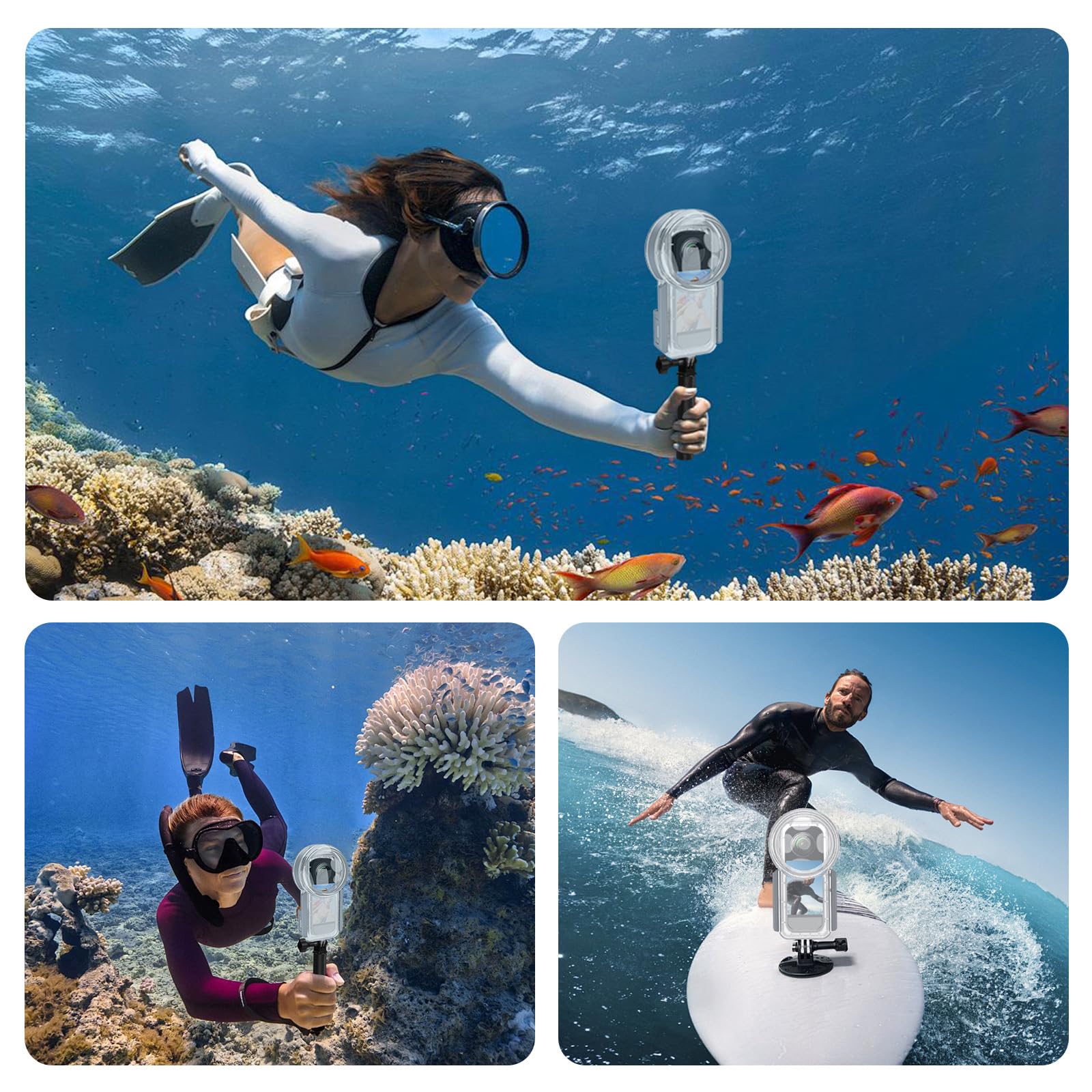 Custodia impermeabile compatta e leggera per custodia subacquea per fotocamera, profondità 50 m, per attività acquatiche, custodia per fotocamera subacquea con prestazioni migliorate