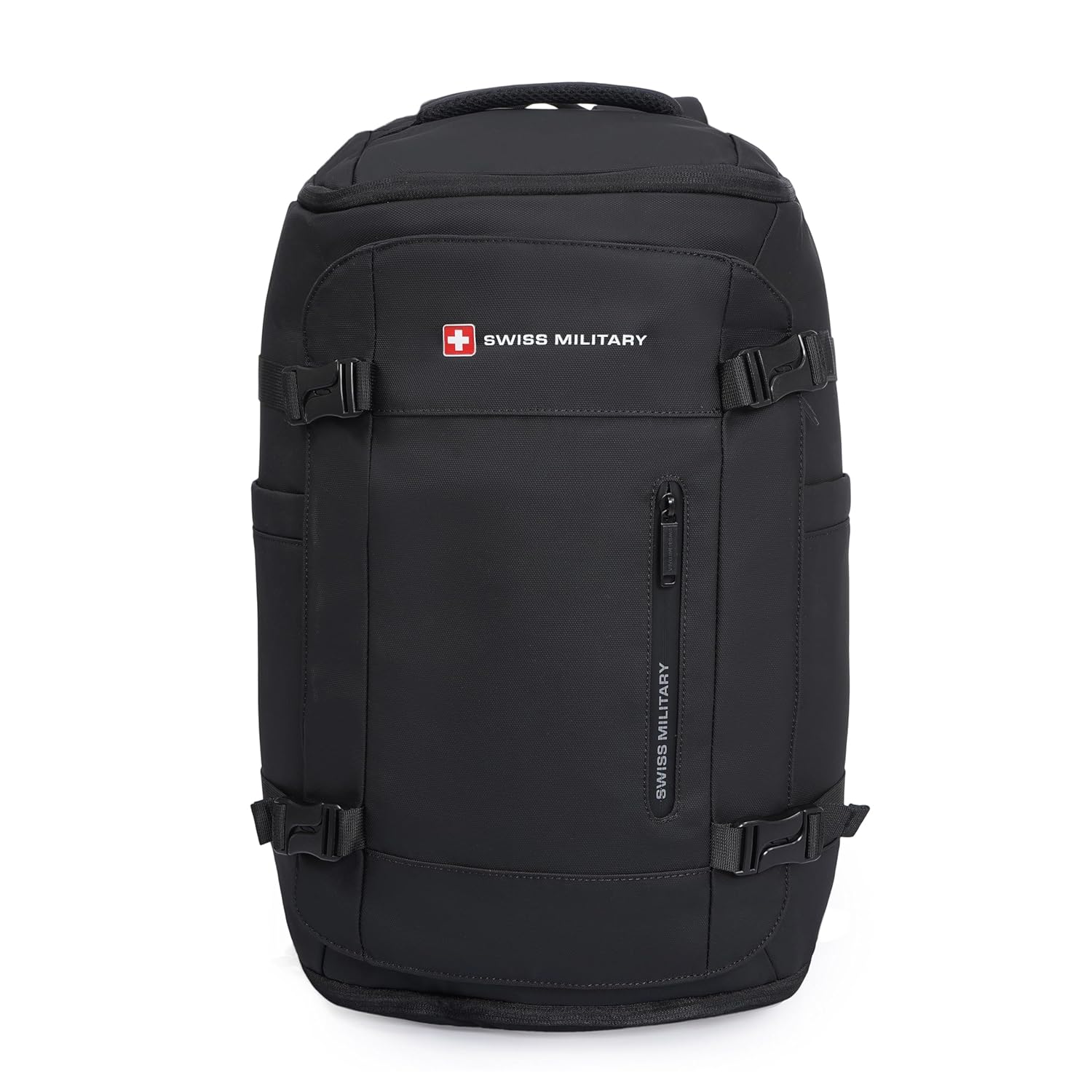 Swiss Military Black Gold Collection Aster Laptop Backpack, Travel Trekking Bag with Trolley Strap, Water Resistant, Multiple Compartments, Front Zip Pocket, Laptop Sleeve, Outdoor & Office Bag (29L)