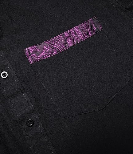 Miniatura 5 de DiBanGu Camisas de vestir de cachemira para hombre, manga larga, con botones, contraste interior, casual, camisa de negocios con cuello