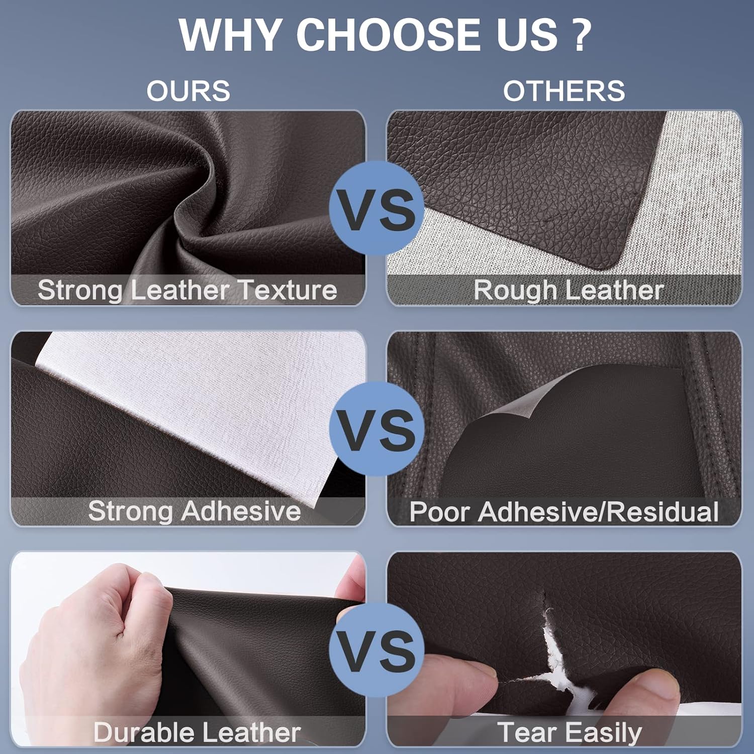 Self Adhesive Leather Repair Patch Kit, 17 in x 79 in Large Vinyl Leather Repair Tape for Furniture, Car Seat, Couch, Sofa, Chair Brownish Black