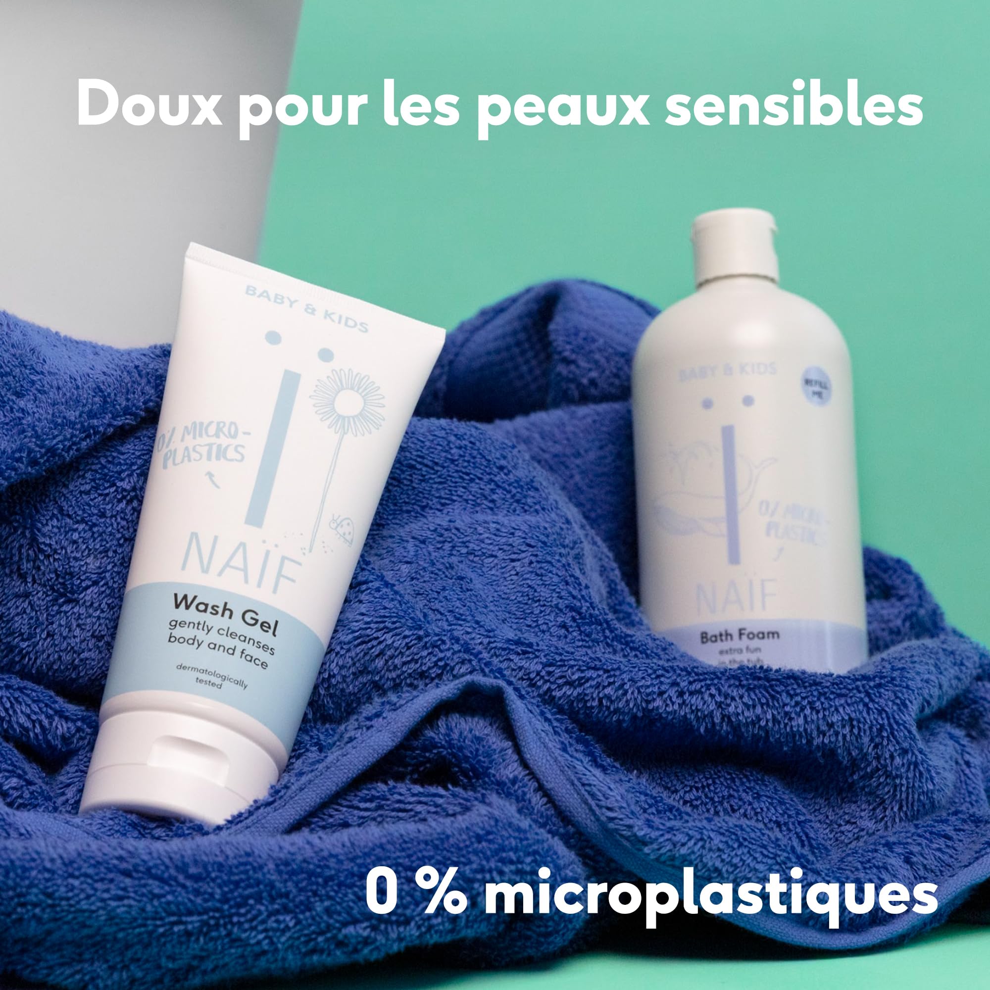 Naïf - Bain moussant nourrissant - Recharge - Bain moussant pour enfants à l'huile de coton - Soin bébé aux ingrédients d'origine naturelle - Vegan - Sans microplastiques ni huiles minérales - 500 ml