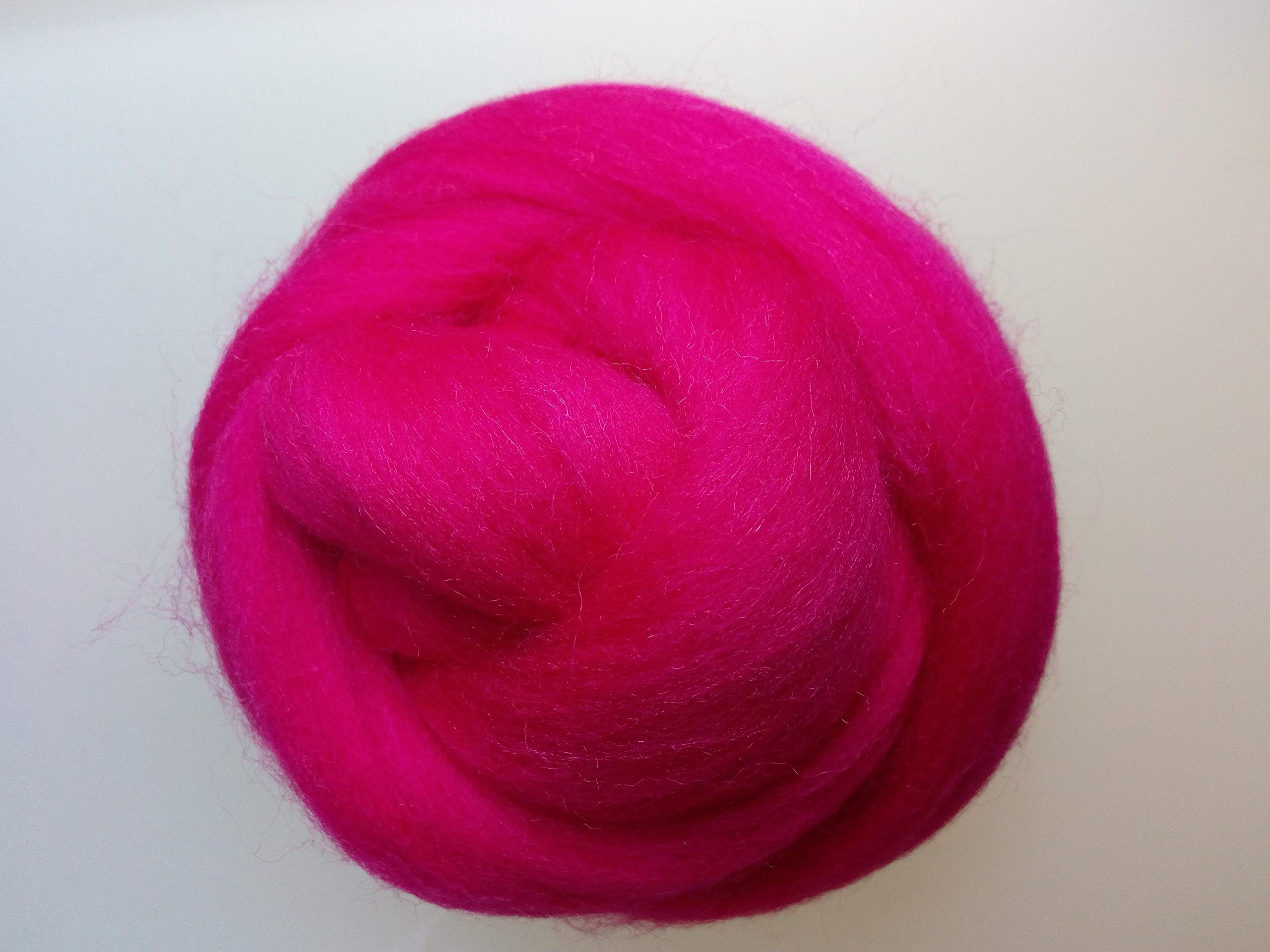 100% Merino Wool Roving Tops – 90 Colours to Mix and Match for Needle and Wet Felting, Spinning, Weaving and DIY Craft – 50 g Packs (Bright Magenta) — image 1