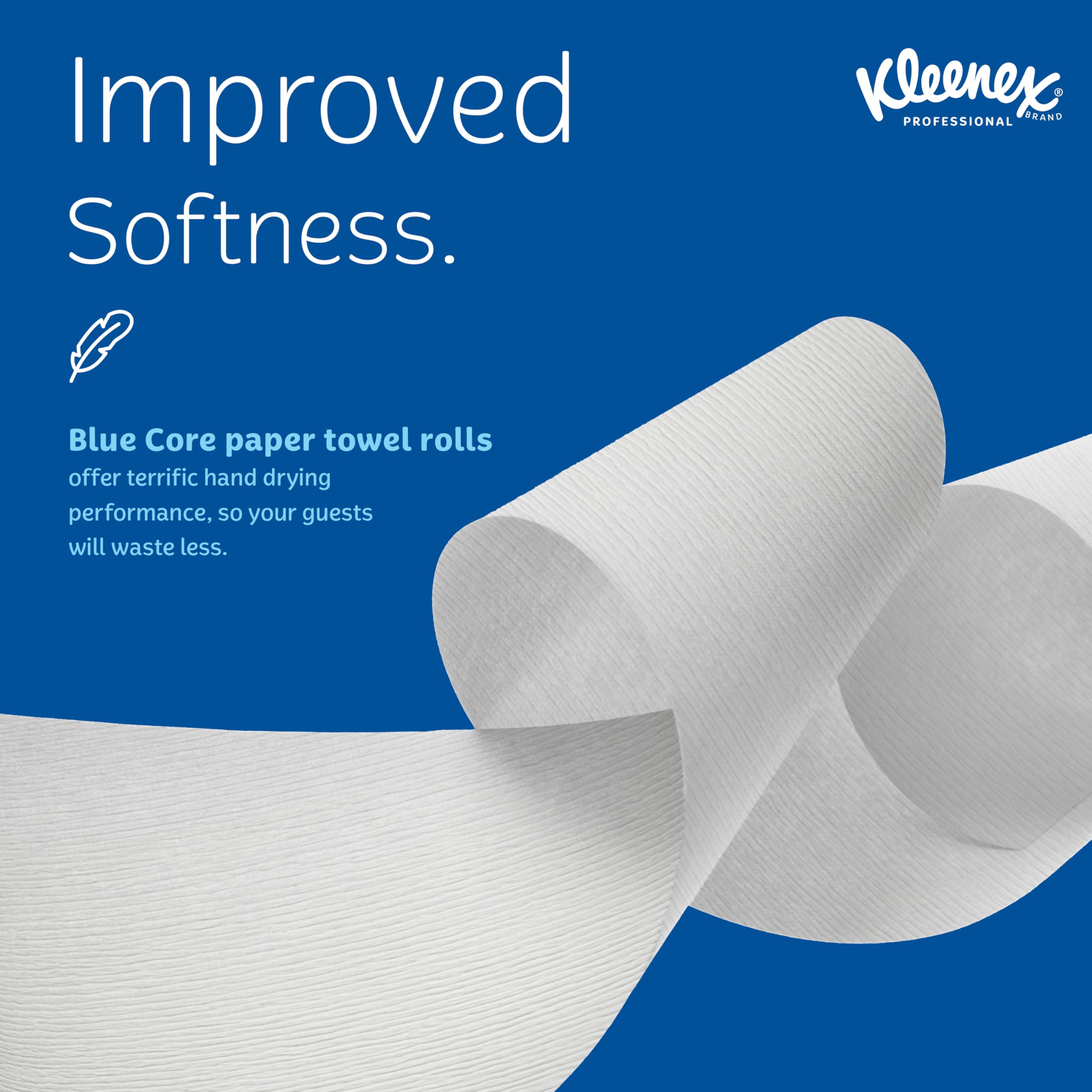 kleenex hard roll Paper Towels (25637) con tasche Premium assorbenza, dispenser per mod, 1.778 cm/roll, 6 rotoli bianco/case, 4,200 piedi
