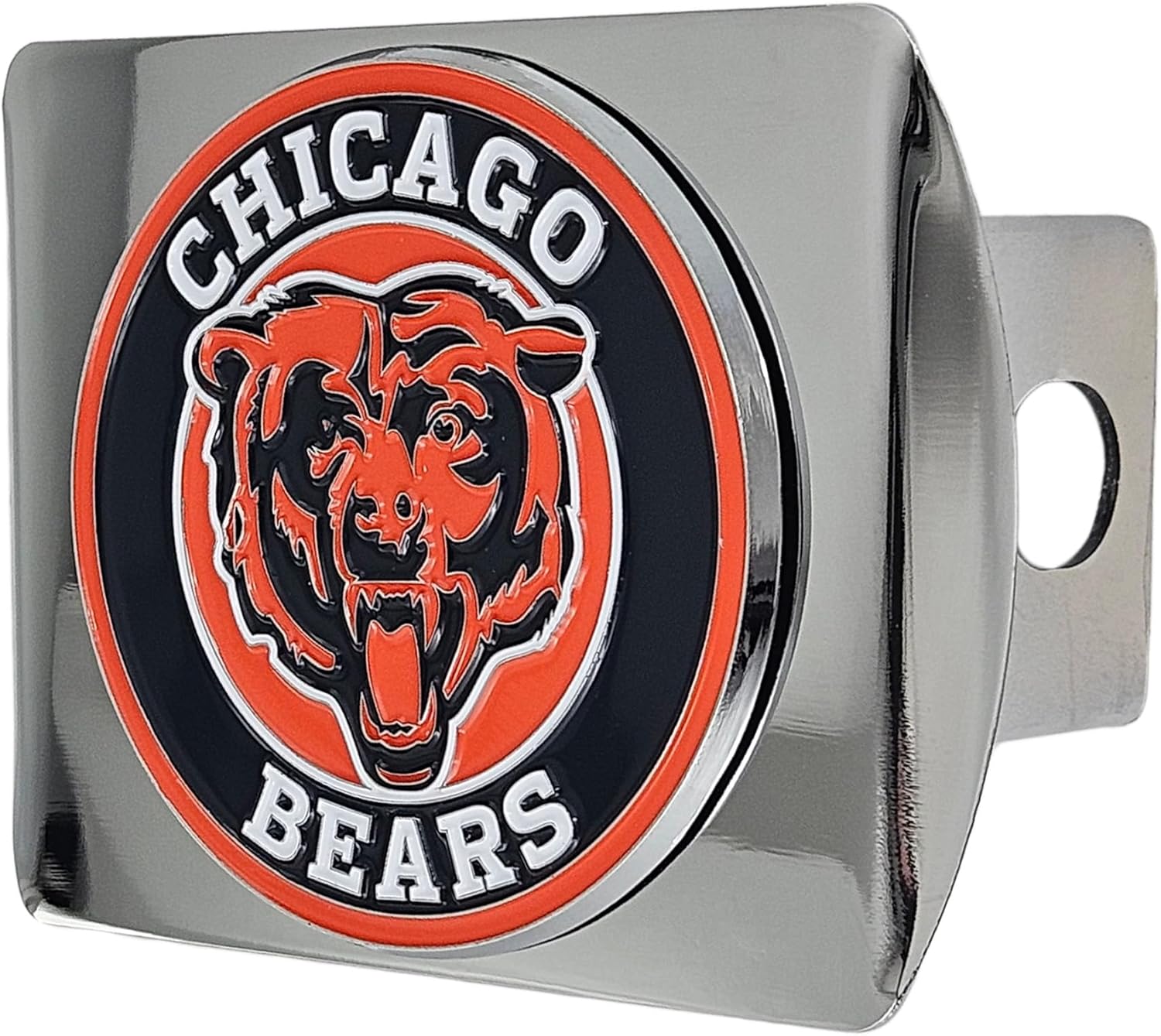 NFL Chrome Metal Hitch Cover with 3D Colored Team Logo by FANMATS - Unique Roundel Molded Design - Easy Installation on Truck, SUV, Car - Ideal Gift for Die Hard Football Fans