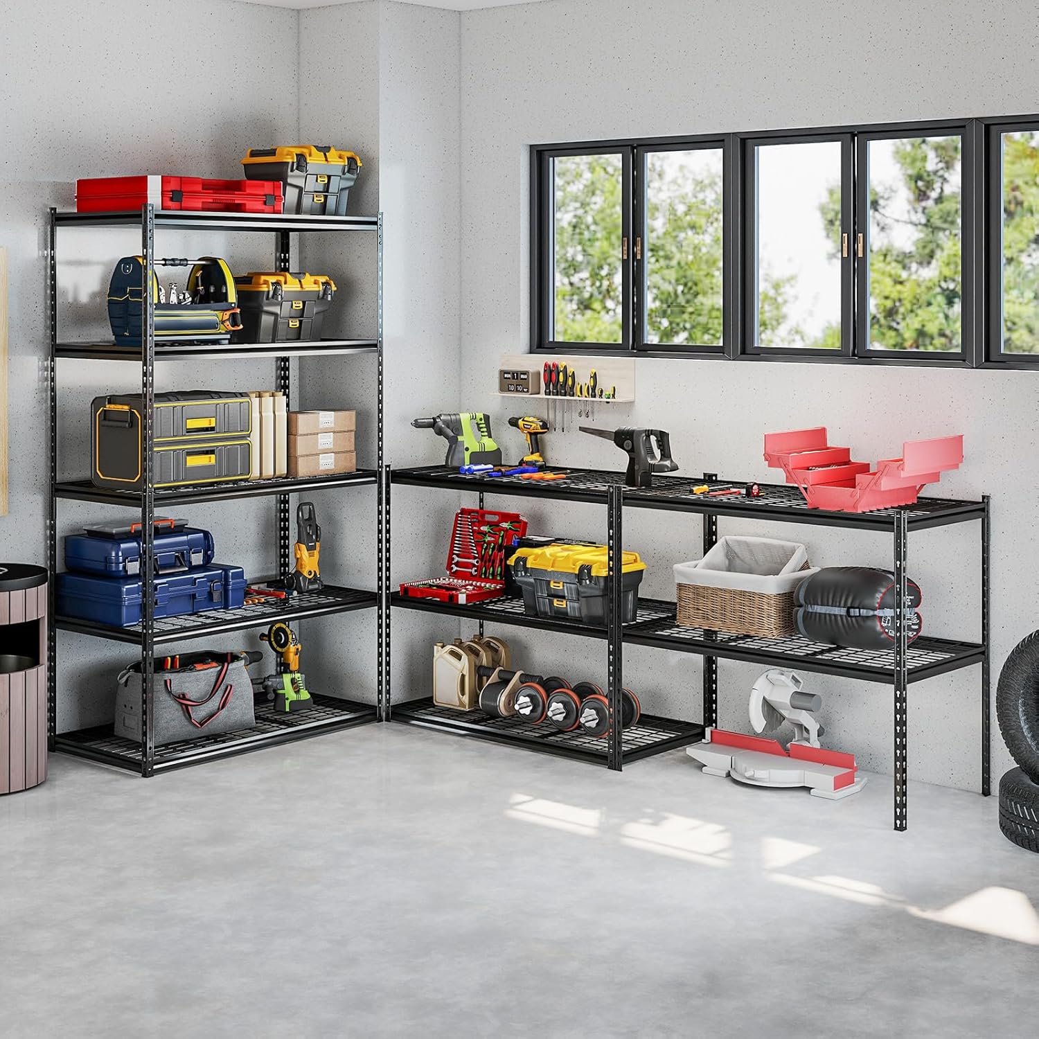 Giantex 5-Tier Metal Storage Shelves, Heavy Duty Garage Shelving Units w/Adjustable Wire Racks, Multi-Use Storage Shelf for Pantry Kitchen Laundry 2000 Lbs Capacity (1,48" L x 24" W x 72" H)